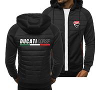ORZEY Vestes Sweat à Capuche pour Hommes pour Ducati Sweat-Shirt Full Zip Capuchon Cardigan Décontracté Patchwork Sweat à Capuche Manches Longues Manteau Haut(Color:Black1,Size:3XL)