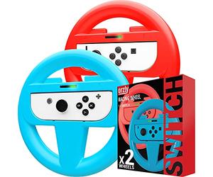 Orzly 2*Volants pour Nintendo Switch - 1* Volant Rouge + 1* Volant Bleu pour Les manettes Joy-Cons de la Console Nintendo Switch - Twin Pack