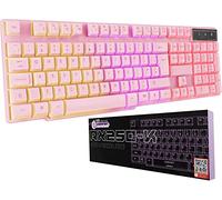 Orzly Clavier de jeu filaire RVB USB arc-en-ciel conçu pour les joueurs sur PC, PS4, PS5, ordinateur portable, Xbox, Nintendo Switch, RX-250 Hornet Edition (Rose)