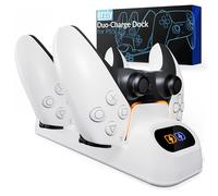 Orzly Duocharger PS5 Manette Chargeur - USB-C Station de Chargement Compatible avec Les Manettes DualSense Playstation 5 - Édition Pearl White [Blanc]