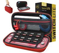 Orzly Etui pour Nintendo Switch Lite, Deluxe Housse Rigide de Rangement Zippée en Matériau Durable Anti-Choc pour la Console Nintendo Switch Lite et Ses Accessoires - Rouge