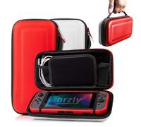 Orzly Etui Rigide En Eva Pour Nintendo Switch Housse Rigide De Rangement Zippée En Matériau Durable Anti-Choc Pour La Console Nintendo Switch Accessoires -Poke Rouge/Blanc