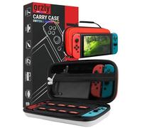 Orzly Etui Rigide en EVA pour Nintendo Switch & Switch OLED Console - Housse Rigide de Rangement Zippée en Matériau Durable Anti-Choc pour la Console Nintendo Switch et Ses Accessoires - Blanc Rouge