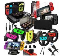 Orzly G ccessoires Pack Pour Nintendo Switch: Housse & Protection Écran, Volants & Grips Joy-Con, Dock Chargeur Pour Les Manettes & Console Switch, Et Plus D' Accessoires. [Noir]