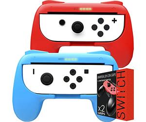 Orzly Grips (Poignées) Compatible Avec Nintendo Switch Joy-Cons Pour Plus De Confort - TWIN PACK (1x ROUGE - 1x BLEU) Compatible Avec Joy-Con Droite ou Gauche Pour Nintendo Switch.