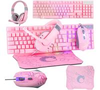 Orzly Hornet RX-250 Hornet RX-250 Clavier de Gaming et Souris Filaire avec rétroéclairage LED RGB pour Les utilisateurs de Joueurs de PC et Souris Console de jeu Rose