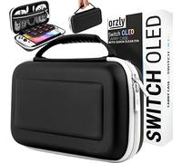 Orzly Housse de Transport pour Console Nintendo Switch OLED Blanche avec Compartiment de Rangement pour Accessoires et Jeux - Étui Facile à Nettoyer avec Coffret Cadeau Édition
