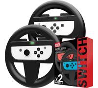 Orzly Volants pour Nintendo Switch 1 & OLED Joy-Cons, Volants de Course pour Mario Kart 8 Deluxe [Accessoires Volant Mariokart Switch Manette Joycon] LOT DE DEUX (Switch 1ère Génération & OLED)