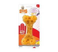 Nylabone Alternative au cuir brut, jouet à mâcher qui ne laisse aucun dégâts, os noué, arôme bœuf, pour les chiens de taille moyenne (jusqu’à 16kg), Chiens à mâchouillage puissant/extrême
