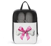 Os de chien blanc avec un grand nœud rose sac à chaussures pour voyage usage quotidien sac de rangement anti-poussière sac à chaussures de golf