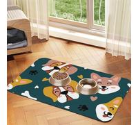 Os de Chien Mignons, Pattes de Chiot, cœurs d'amour colorés,Tapis d'alimentation pour Animaux de Compagnie, Sets de Table en Cuir PU pour Chats et Chiens,40x60cm