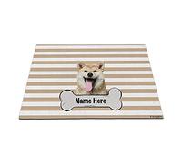 Os De Nom De Chien Personnalisé, Joli Shiba Inu Ocre Pâle Paillasson De Bienvenue Résister À La Saleté Paillasson D'Entree Doux Tapis De Bain pour D'Entrée Bain Salon 40X60Cm