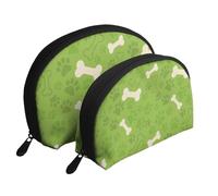 Os de Patte de Chien Vert, Trousse de Maquillage Coquille Femme Petit Porte-Monnaie Trousse de Toilette Trousse à cosmétiques 2 pièces
