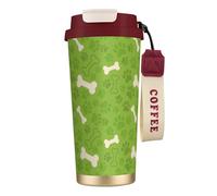 Os de patte de chien verts,Tasse à café isotherme en acier inoxydable 316 avec cordon, 500 ml, idéale pour les voyages en voiture