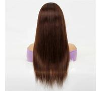 Os Droite Dentelle Perruques Prontales Brun Brésilien Vierge Cheveux Perruque Perruque Transparent Dentelle Fermeture Perruque por Femmes Remy