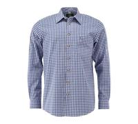 OS Trachten Ukazui Chemise à manches longues pour homme avec col allongé, bleu moyen, 39 FR/40 FR