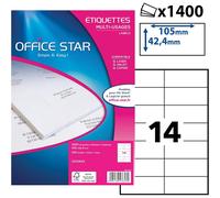 Avery Étiquettes autocollantes OFFICE STAR 1400 - 105 x 42,4 mm Blanches Personnalisables Imprimables