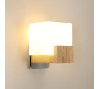 Osairous Applique murale d'intérieur E27, applique murale d'intérieur en bois adaptée à la chambre à coucher, au couloir et à l'escalier, ampoule non fournie (Non Ampoule, 17 * 12 * 18cm)