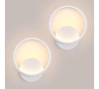 Osairous Applique Murale Intérieure 2 Pièces, 12W 1350LM Ronde Lampe Murales Moderne, Blanc Chaud 3000K Aluminium Luminaire Murale pour Chambre Salon Salle de Bain Escalier, Blanc, Ø20cm