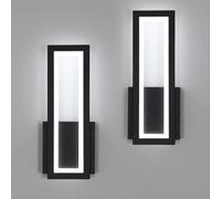 Osairous Applique Murale Intérieure LED, 2 Pièces 16W 1800LM Moderne Acrylique Lampe Murale Noir, Luminaire LED Lumière Blanche 6500K pour Chambre, Salon, Couloir, Escalier, 32CM