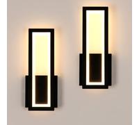 Osairous Applique Murale Intérieure LED, 2 Pièces 16W 1800LM Moderne Acrylique Lampe Murale Noir, Luminaire LED 3000K Blanc Chaud pour Chambre, Salon, Couloir, Escalier, 32CM
