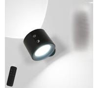 Osairous Applique murale LED d'intérieur avec télécommande, batterie rechargeable 1800 mAh, 3000k-6500k, lampe de lecture à commande tactile pour salon ou chambre à coucher, couleur noire