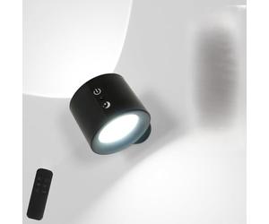 Osairous Applique murale LED d'intérieur avec télécommande, batterie rechargeable 1800 mAh, 3000k-6500k, lampe de lecture à commande tactile pour salon ou chambre à coucher, couleur noire