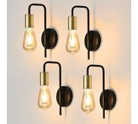 Osairous Applique Murale Vintage 4 Pack, Lampe Murale Intérieur Industrielle, Spot Mural Fer Rétro pour Chambre Couloir Bar, E27, IP20, Noir, Sans Ampoule