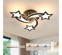 Osairous Lustre LED Plafonnier 3000K-6500K, Créatif Étoile Formes Plafonnier LED, 38W 3420LM Lampe De Plafond, Luminaire Lustre Chambre avec Télécommande, Noir