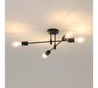 Osairous Plafonnier Industriel, Lustre Spoutnik Diamètre 72cm, sans Ampoule | Lampe de Plafond Réglable à 180° pour Chambre, Cuisine, Salon, Bar, Café, Tout Noir, E27 Base