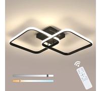 Osairous Plafonnier LED Dimmable Salon, 50W Lampe de Plafond Noir en Acrylique 5625LM, Luminaire Plafonnier Carré avec Télécommande 3000K-6500K pour Cuisine Chambre, 64CM