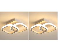 Osairous Plafonnier LED Moderne, 22W Luminaire Plafonnier en Acrylique 2475LM, Lampe de Plafond Chambre LED Carré Blanc pour Salon Cuisine Couloir, Blanc Chaud 3000K, 29CM (Lot de 2)