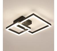 Osairous Plafonnier LED Salon, 36W 4050LM Lampe de Plafond Moderne Acrylique Carré, Lumière Neutre 4500K Luminaire Plafonnier Aluminium pour Chambre, Cuisine, Salle à Manger, Noir, 52CM