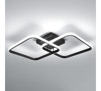 Osairous Plafonnier LED Salon Design, 42W 4700LM Lampe de Plafond Acrylique Carré, Noir Luminaire Plafonnier Moderne Aluminium pour Cuisine,Salle à Manger, Chambre, Lumière Blanche Froide 6500K, 64CM