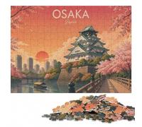 Osaka Castle and Skyline Puzzle en Bois Adulte | Cadeau puzzle - activité manuelle autour de la table à la maison pendant une soirée calme.