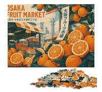 Osaka Fruit Market Vintage Poster Puzzle en Bois | Une activité sans écran autour de la table - une méthode de montage claire sur plusieurs sessions.