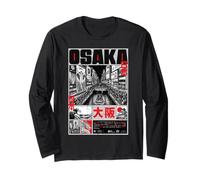 Osaka Japan Cityscape Street Illustration d'art Graphique Manche Longue