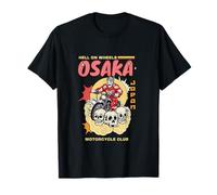 Osaka Japan Moto Club Biker MC Wheels Retro Skulls T-Shirt