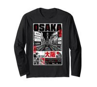 Osaka Japon Street Art Illustration Paysage Urbain Manche Longue