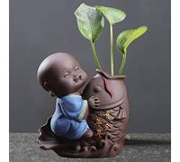 OSALAD Thé en Céramique pour Animaux Ornements Petit Bouddha Statue Moine Figurine De Bureau Fleur Pot Hydroponique Plante Décoration Accessoires Thé