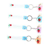 OSALADI 1 Jeu Porte-clés Crème Glacée Pendentifs Suspendus Porte-clés Design Coupe De Glace Porte-clés Pendentif Pendentif De Trousseau Caoutchouc Souple 4 Pièces