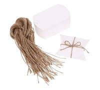 OSALADI 100 Pièces Boîte Présent Pillow en Papier Blanc avec Jute, Facile à Monter, pour Cookies et Bonbons, Boîte à Dragées de Mariage, Fêtes et Baptême