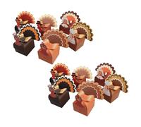 OSALADI 12 Pièces Boîtes à Bonbons de Thanksgiving Papier Coloré Boîtes à Friandises Forme de Dinde Cartoon pour Fête Automne Emballage pour Gâteaux Biscuits et Confiseries Décorations de