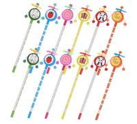 OSALADI 12 pièces Lot de Crayons Bois Colorés avec Hochet Forme de Moulin à Vent à Main Multifonction pour Garçon Fille Fournitures Scolaires et Anniversaire pour Maternelle et Fête