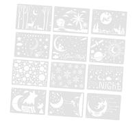 OSALADI 12 Pièces Pochoirs de Peinture Découpe pour Décorations Scéniques Diy Modèles Naturels Réutilisables Outils de Dessin Pratiques pour Projets Artistiques et Artisanat