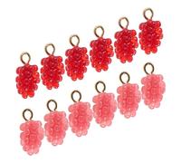 OSALADI 12pièces Pendentifs Raisin Miniatures Idées Bijoux Diy Accessoires Fabrication Bracelets Charms Colorés Rouges Et Roses