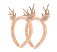 OSALADI 2 Pièces bandeau en bois de cerf accessoires de costume de renne bandes de cheveux en bois de renne accessoires pour cheveux de Noël bandeau de noël femme Khaki