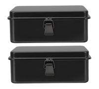 OSALADI 2 Pièces Boîte à Outils Métallique Compacte Organiseur Portable avec Fermeture à Loquet Métal Rangement Sécurisé pour Atelier Garage et Voiture Caisse Robuste pour Outils