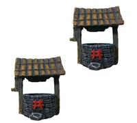OSALADI 2 Pièces Décoration de Puits d'eau Vintage en Résine | Miniature pour Maison de Poupée, Scène Extérieure ou Pot de Fleurs, Style Simple et Généreux