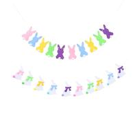 OSALADI 2 pièces Décoration Suspendue de Pâques Guirlande Lapin Toile de Jute avec Pompons Blancs Bannière Festive pour Fête et Maison Ambiance Printanière Easter Party